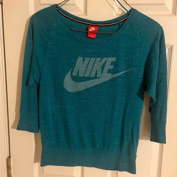Nike Blue Scoop Neck Teal Sweatshirt - Picture 1 of 3